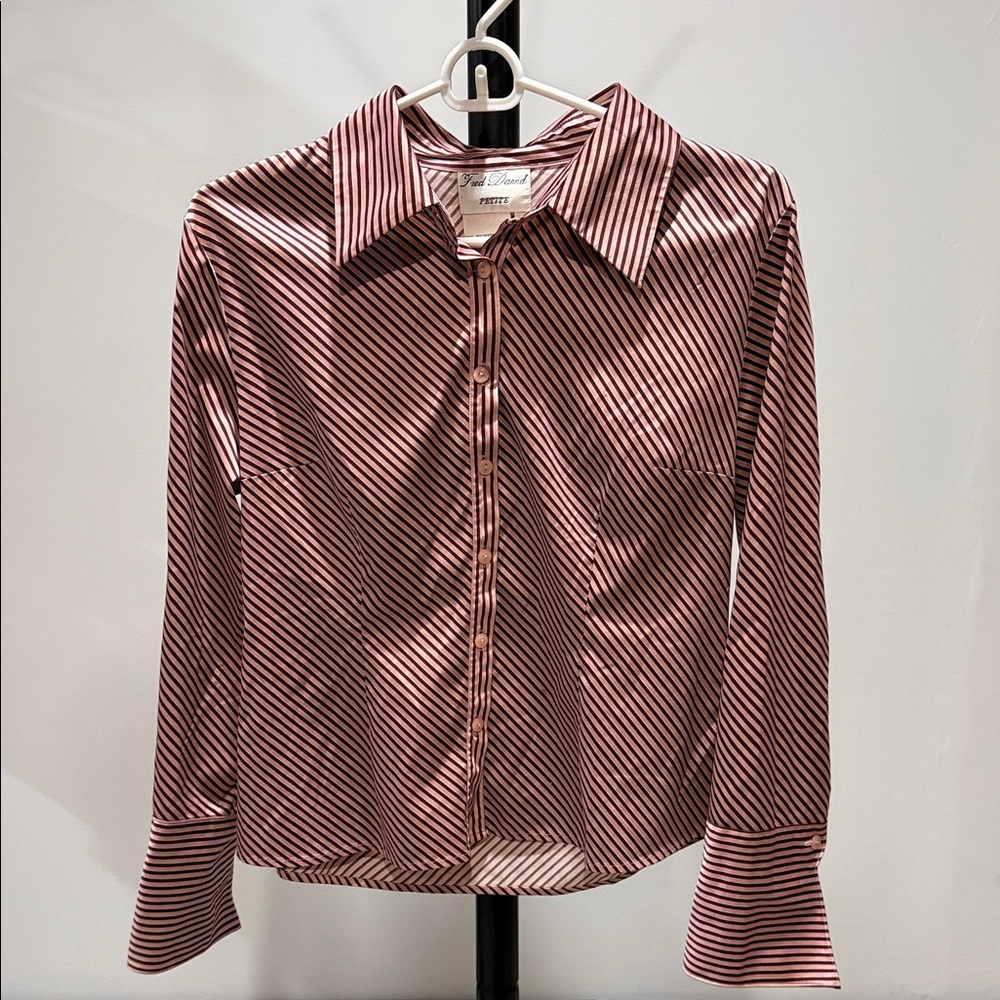 Fred David Burgundy and White Striped Blouse
